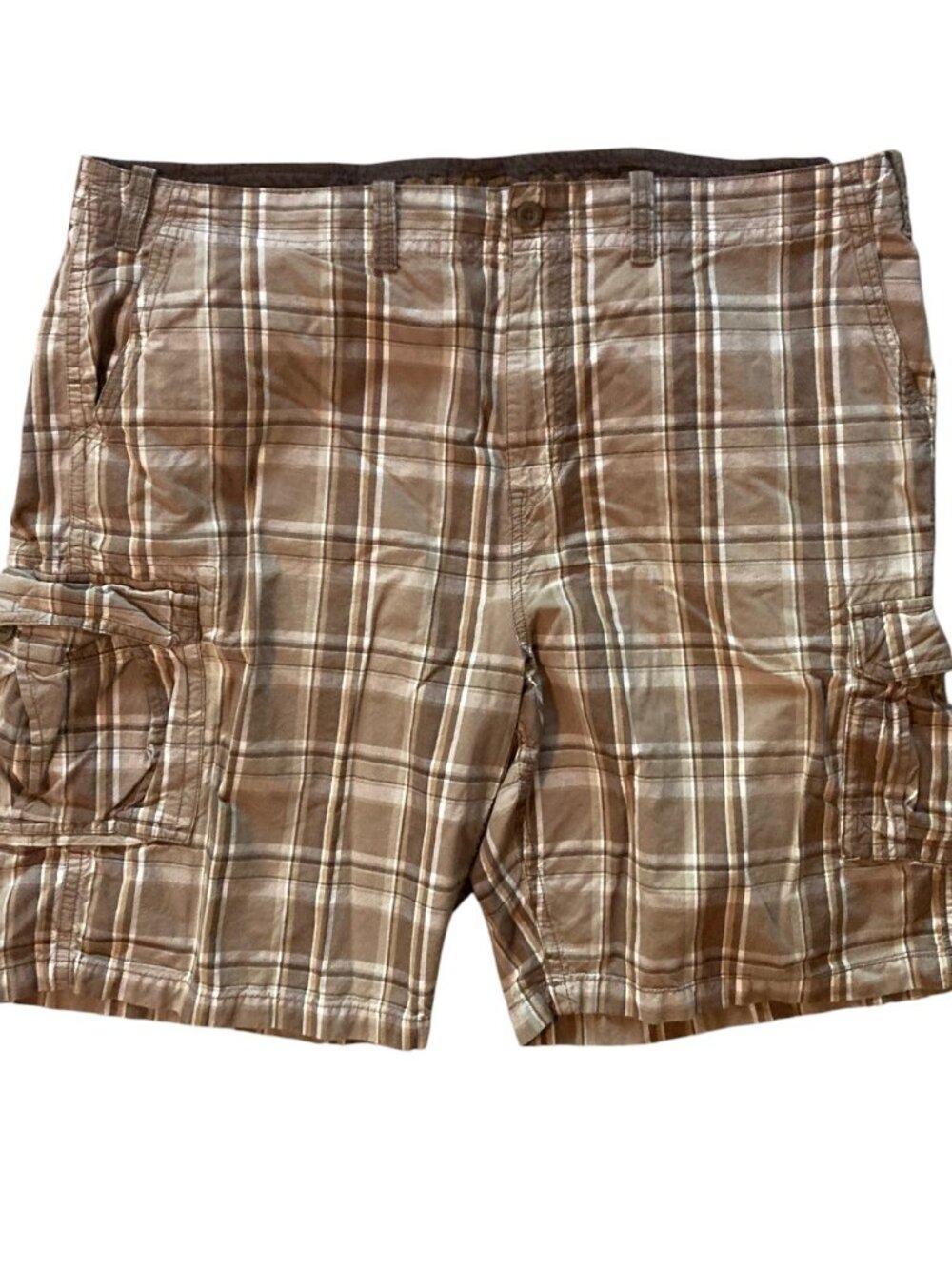 Men's ARIZONA JEAN CO Brown Plaid Cargo Shorts Size 48